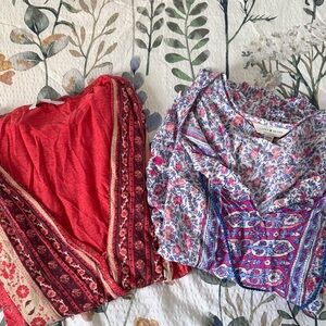 Lucky Brand Red and Floral Tops